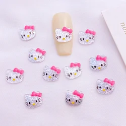 50pcs Resin Glitter Mini cute Ccartoon cat head  Art Nail Flatback Rhinestone Appliques DIY Scrapbook Decor Accessories