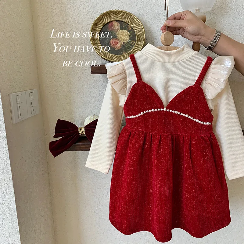 

Autumn Winter New Girls' Strap Dress Set Children's Dress Baby Girl Super Sweet Autumn Dress