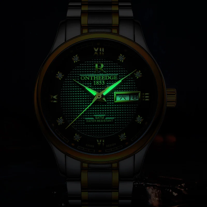 นาฬิกาข้อมือกันน้ำสำหรับกีฬาสแตนเลสนาฬิกากลไกสำหรับบุรุษแบบใหม่สำหรับผู้ชาย