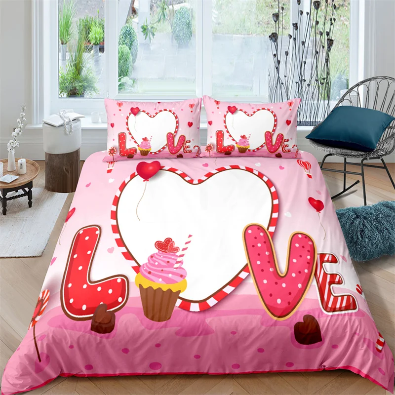 

Home Textile Luxury 3D Love Heart Print 2/3Pcs Kids Adult Duvet Cover Pillowcase Bedding Set Single Queen and King AU/EU/US Size