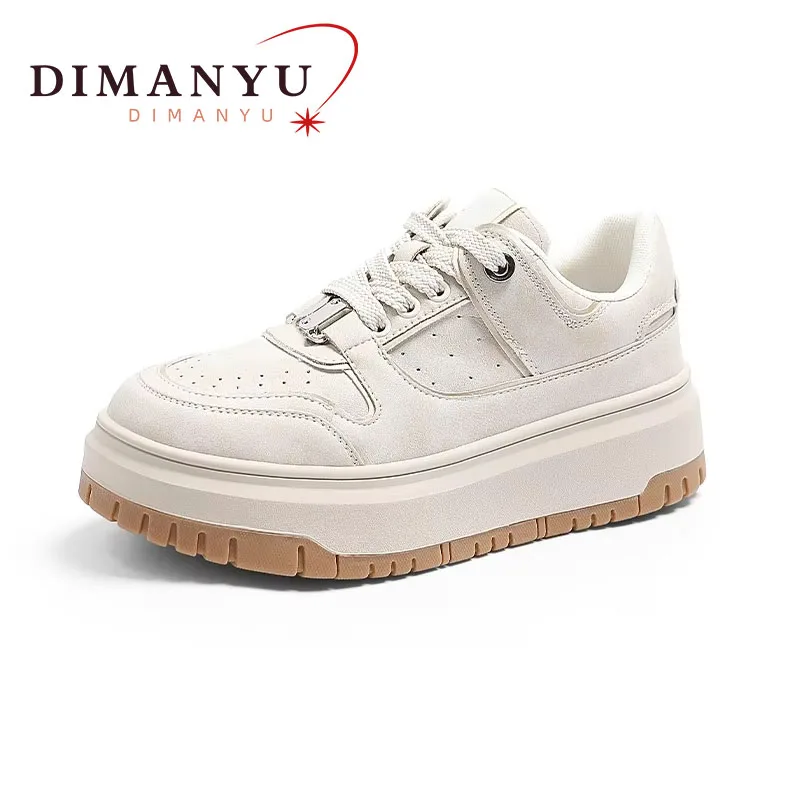 

DIMANYU Sports Shoes Women's Platform 2024 New Autumn Genuine Leather Women's Casual Shoes Lace-up Board Shoes Women