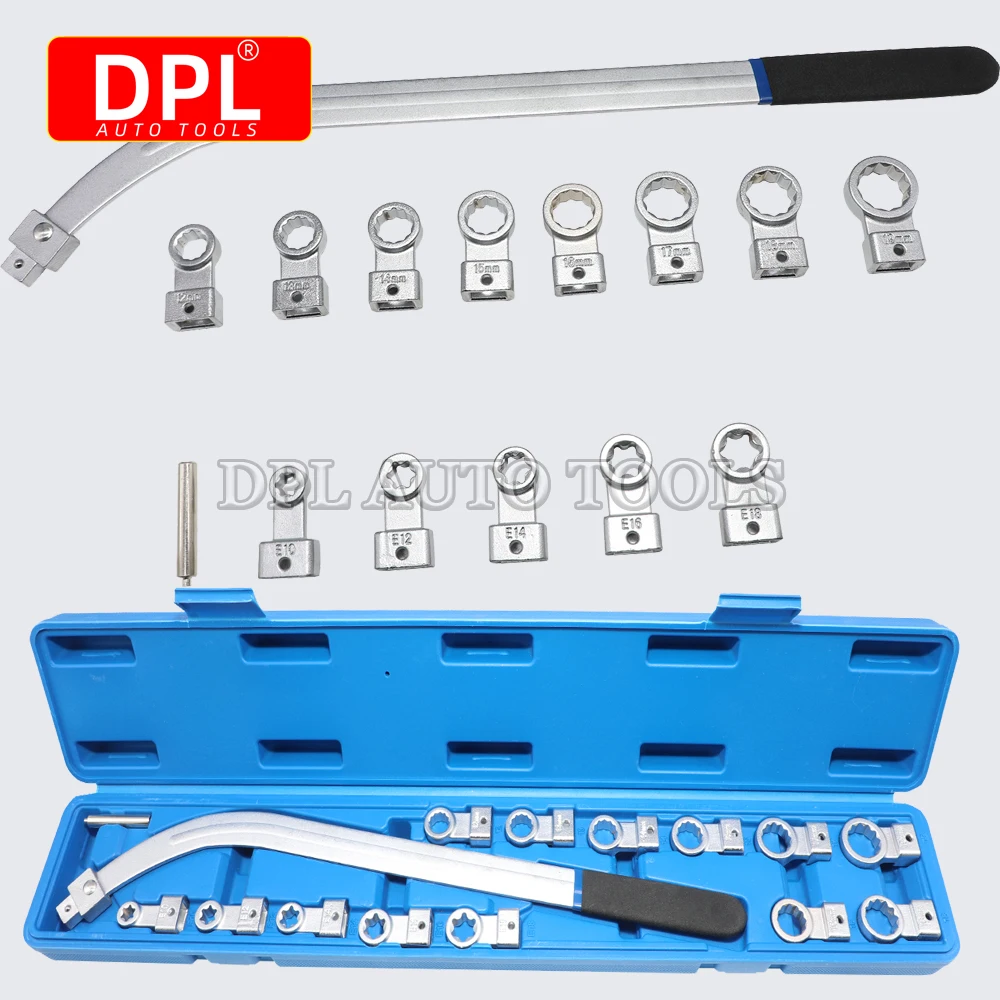 

Belt Remove and Install Adjust Tightener Wrench tools with E10/12/14/16/18 Drive Adapters for Engine Belt Adjustment