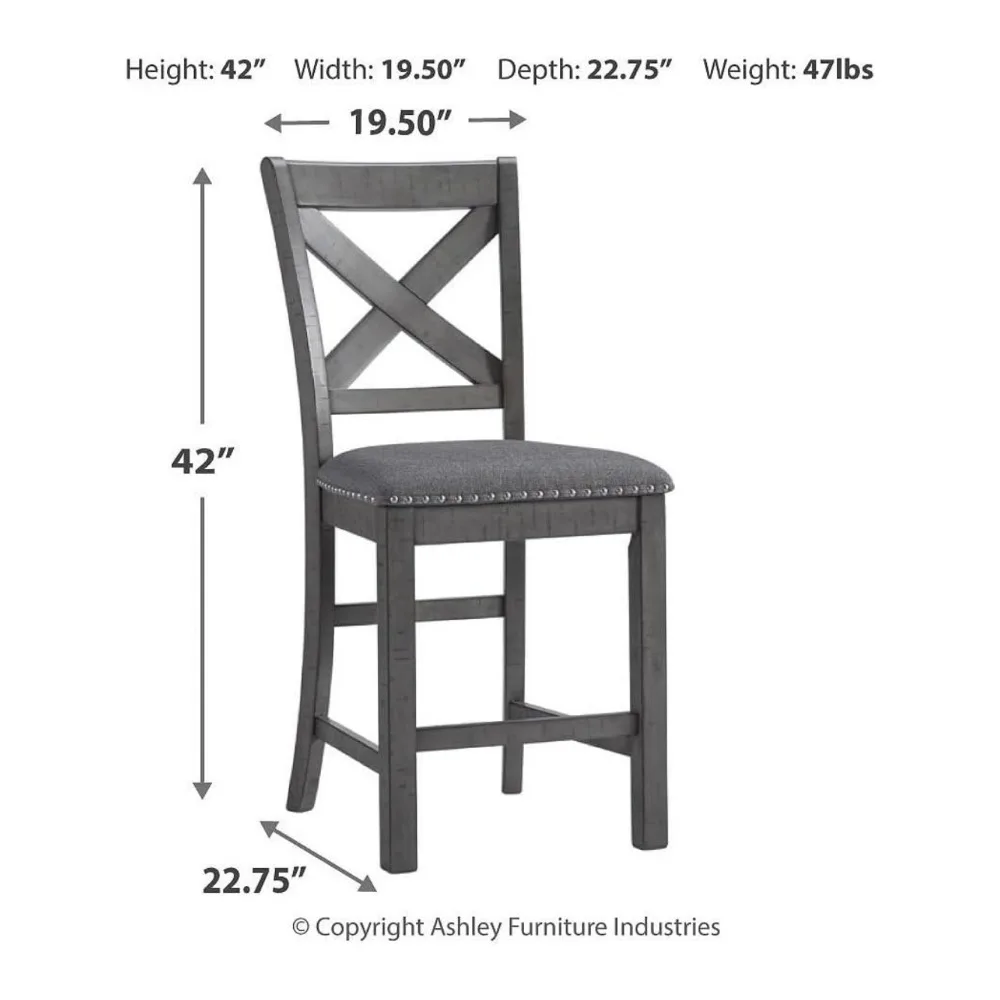 Myshanna Modern Farmhouse sgabello da bar imbottito altezza bancone 25 ", Set di 2, grigio scuro