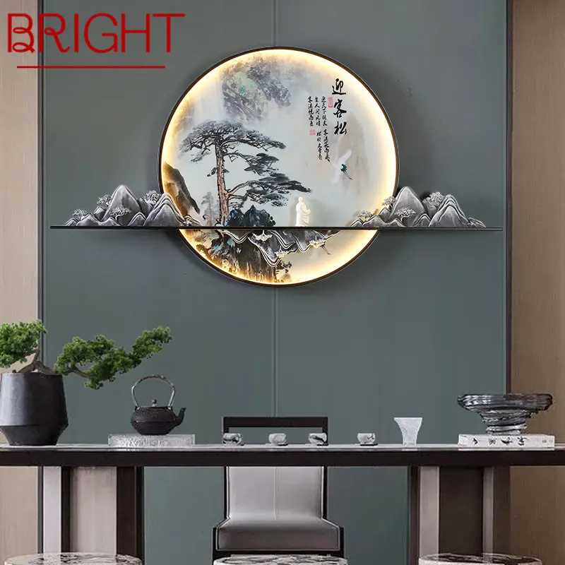 

BRIGHT Modern Wall Picture Lamp Inside Creative Chinese Landscape Mural Background Bedside Sconce LED for Home Living Bedroom