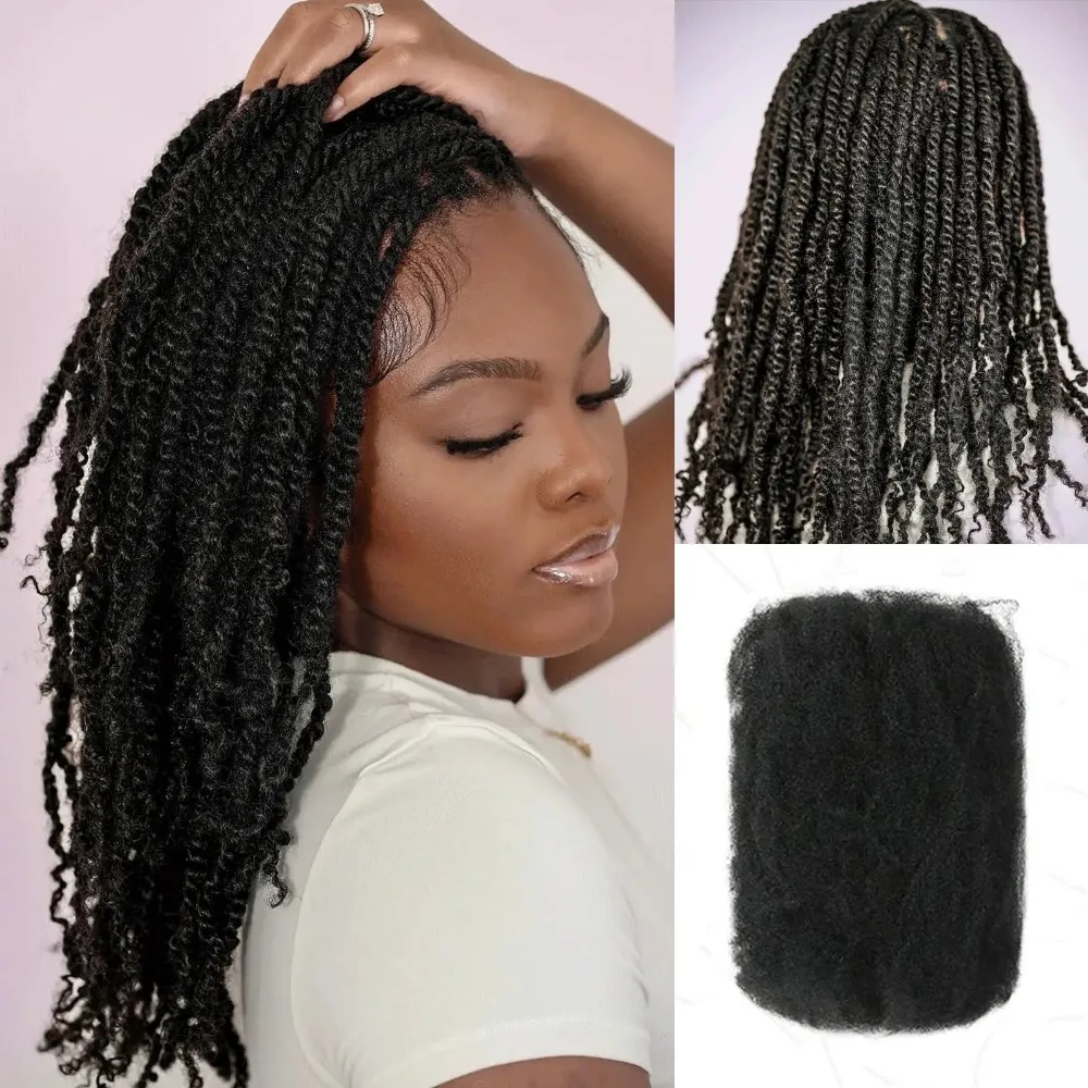 Premium Afro Kinky Bulk Human Hair 10-20 Inch Natural Black Soft  Dyeable Bleachable for Braiding Dreadlocks Locs