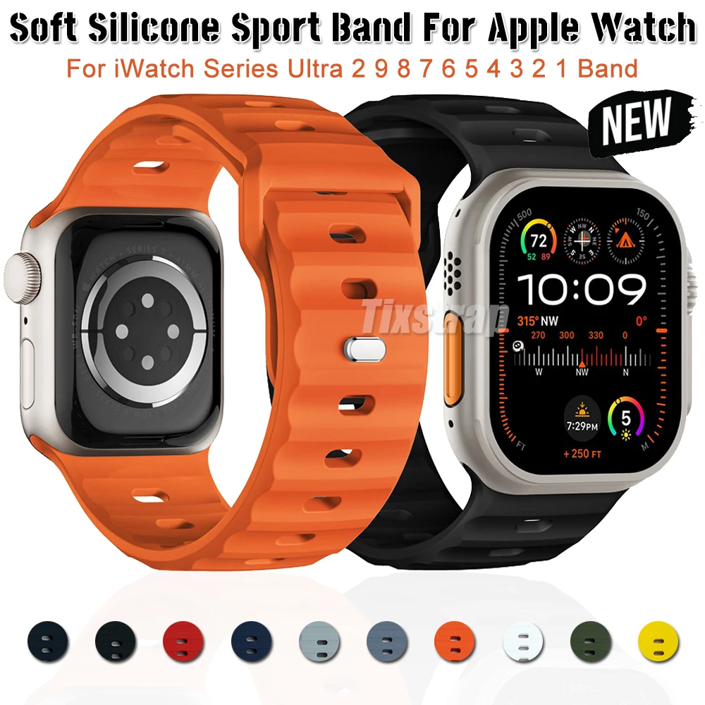 Sport band für Apple Watch Ultra 2 Band 49mm 45mm 44mm 42mm weiches Silikon Armband wasserdichtes Armband für iwatch Serie 987654 se