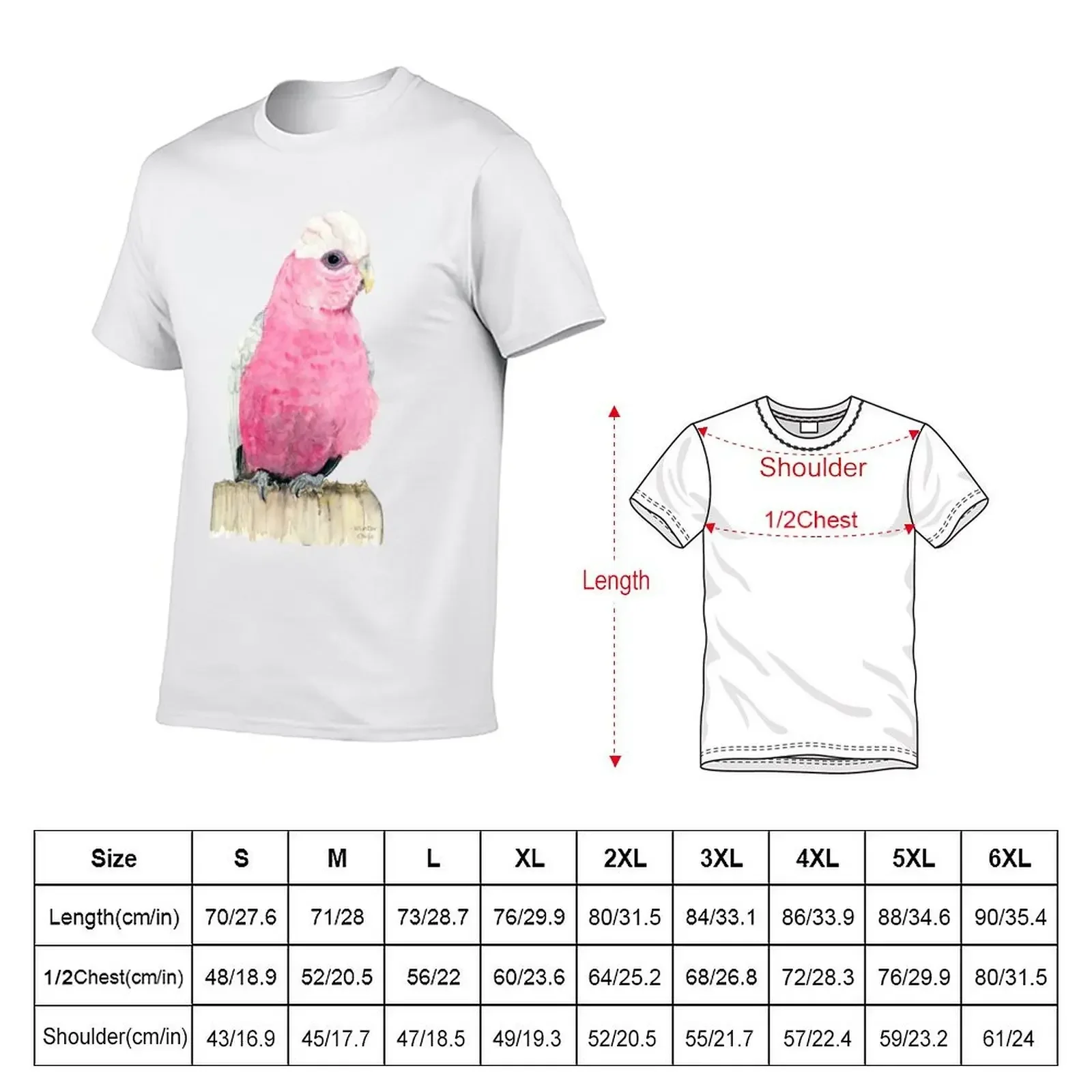 Pink Galah Watercolour Painting, Australian Native Bird Art T-Shirt heavyweights Blouse custom shirt Men's t shirts