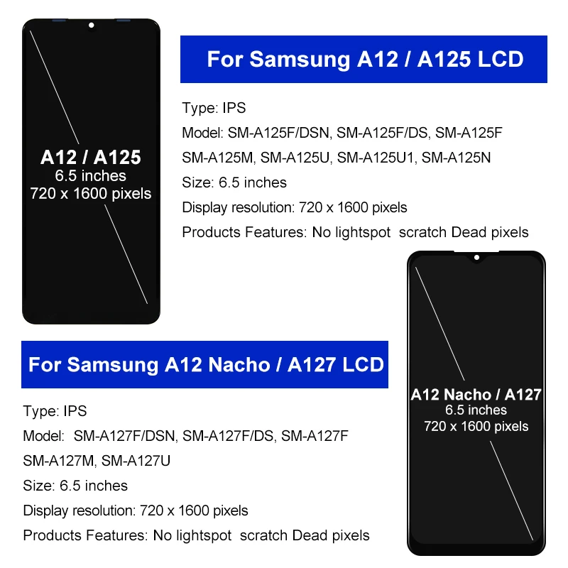 6.5” For Samsung Galaxy A12 Display SM-A125F/DSN LCD Touch Screen Digitizer For Galaxy A12 Nacho LCD SM-A127F/DSN SM-A127M