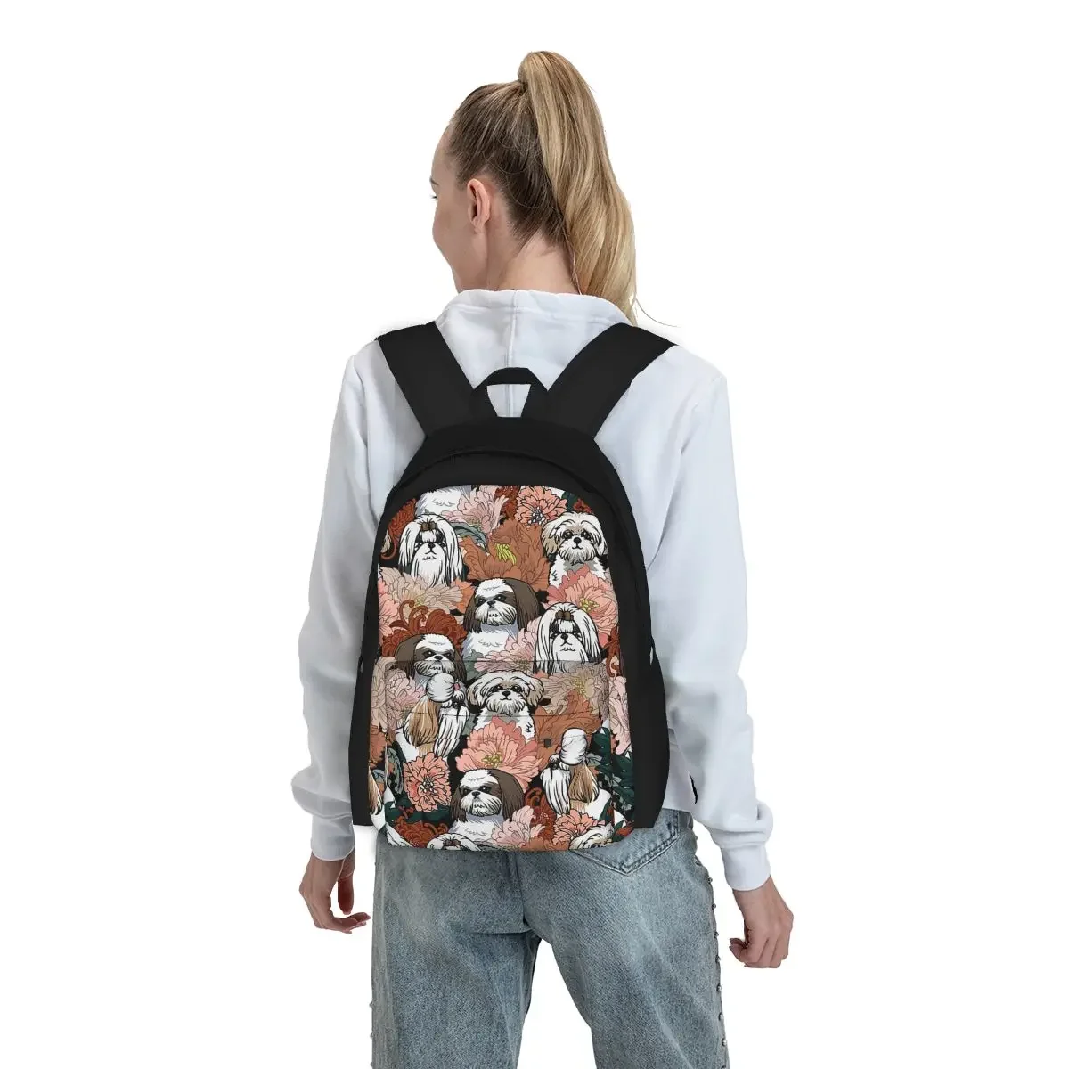 Mochilas Shih Tzu para crianças, Mochilas escolares para crianças, Mochila para meninos e meninas, Mochila dos desenhos animados, Bolsa de ombro para laptop