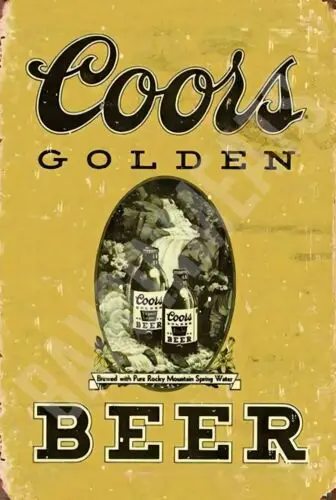 Coors, Золотая винтажная алюминиевая металлическая вывеска 8x12 дюймов