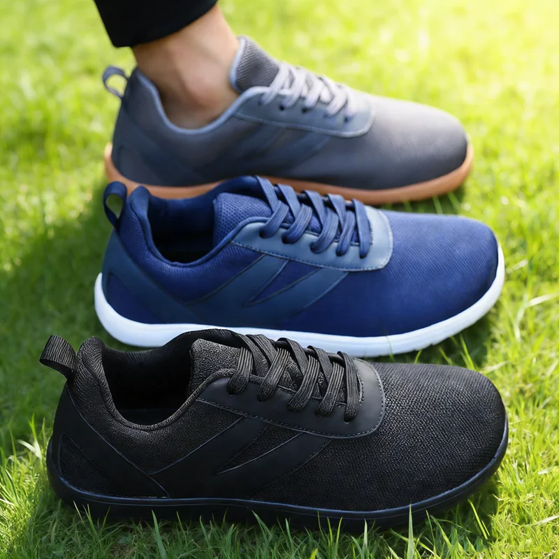 

Mens Zero Drop Barefoot Shoes Wide Toe Lightweight Non Slip Minimalist Walking Sneakers Trend Lace Up Casual Shoes