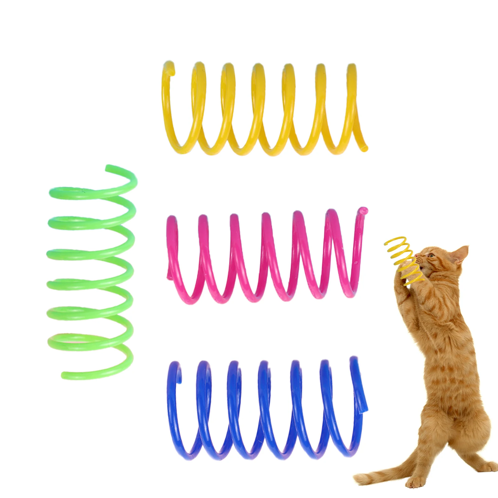Cat Spring Coil 4Pcs PP Coil Spiral Springs Para Kitten Pets Colorful Springs Cat Toy Para Swatting Biting Hunting Kitten Brinquedos