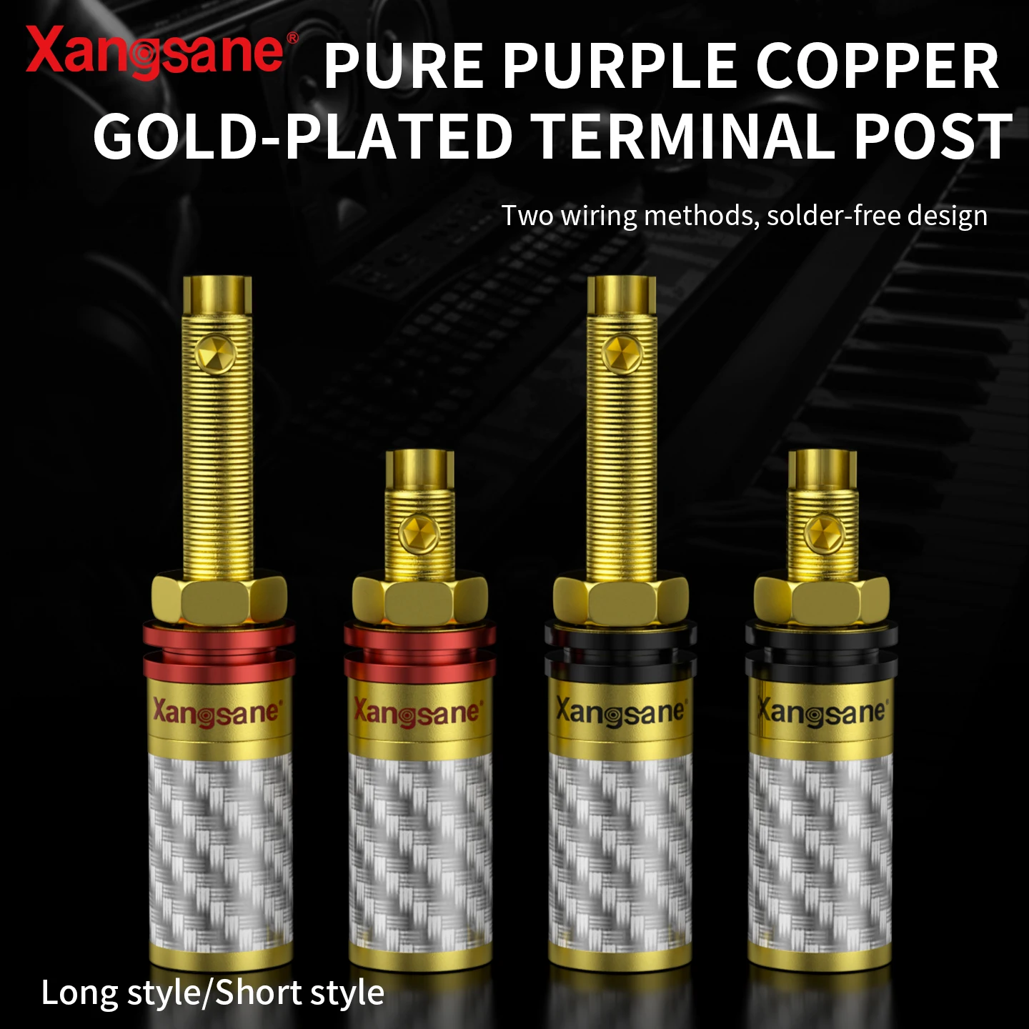 

XS-T1021 Terminal post Connector Pure purple copper with gold plating White carbon fiber shell Long/Short Power amplifierspeaker
