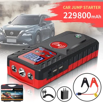 디젤 가솔린 차량용 휴대용 점프 스타터, 고출력 자동차 비상 시동 전원 공급 장치, 229800mah, 8000A, 12V