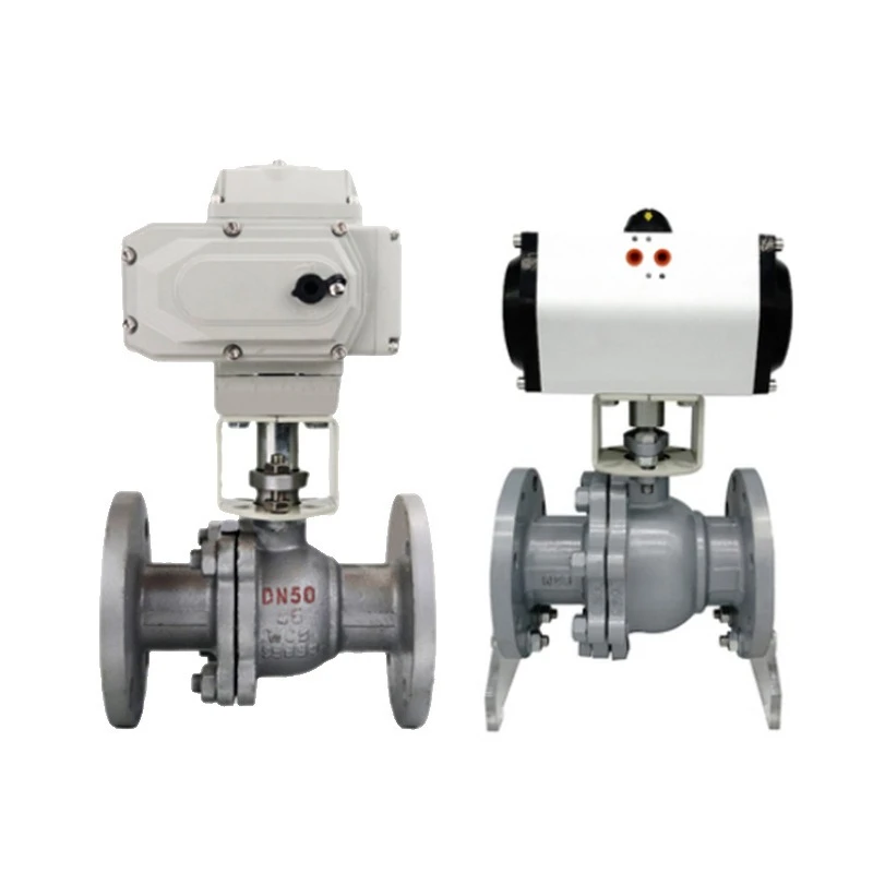 Electric/Pneumatic Actuator Flange Ball Valve WCB/PTFE Material AC220V Flange Valve DN15 20