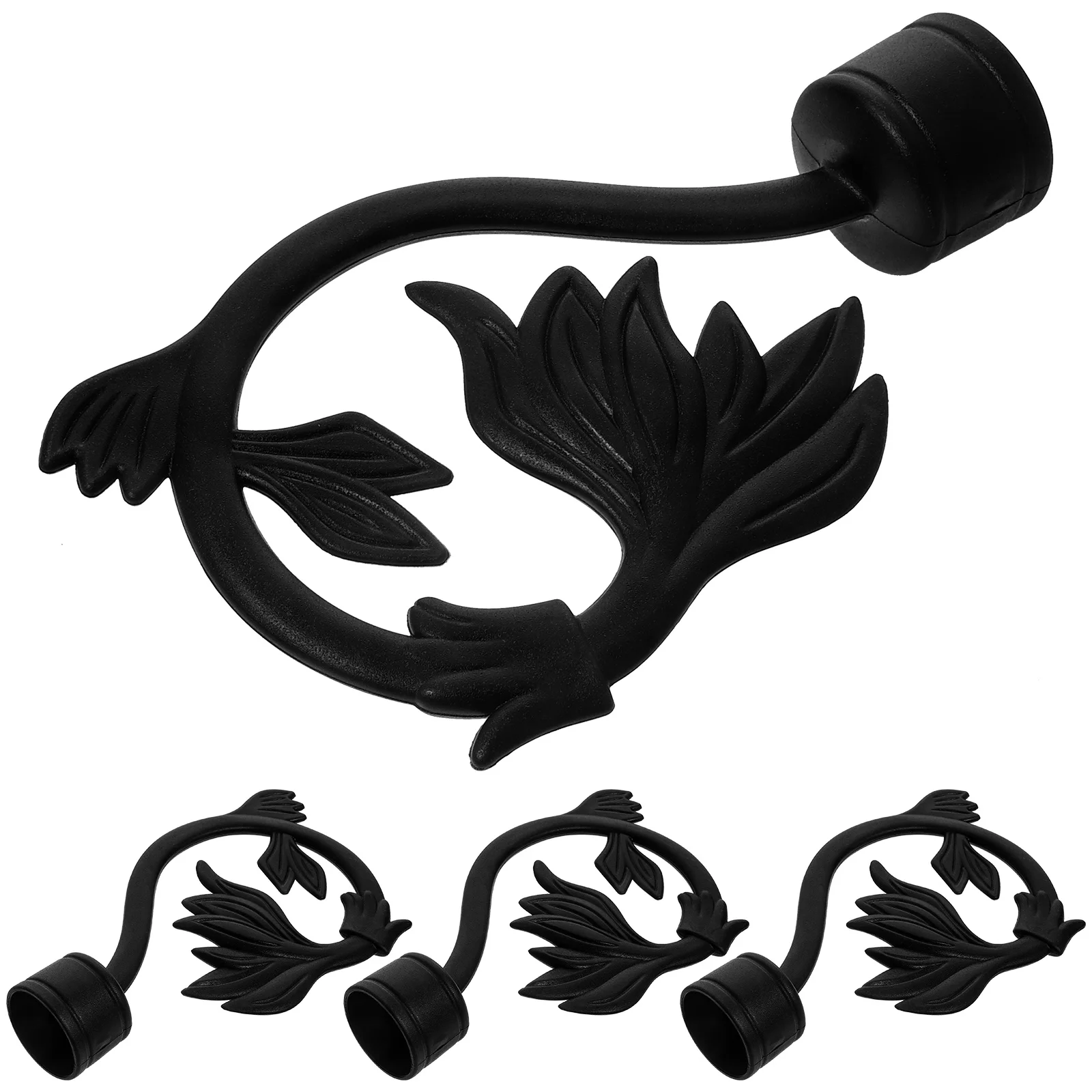 

4Pcs Roman Curtain Rod End Decoration Black ABS Decorative Accessories Creative Curtain Pole Home Ornament Roman Rod Accessories