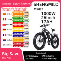 Shengmilo MX02S Electric Bike 48V1000W 26 Inch Electric Bike 17AH Lithium Battery Mountain Wide Tire Electric Bike Adult Electri