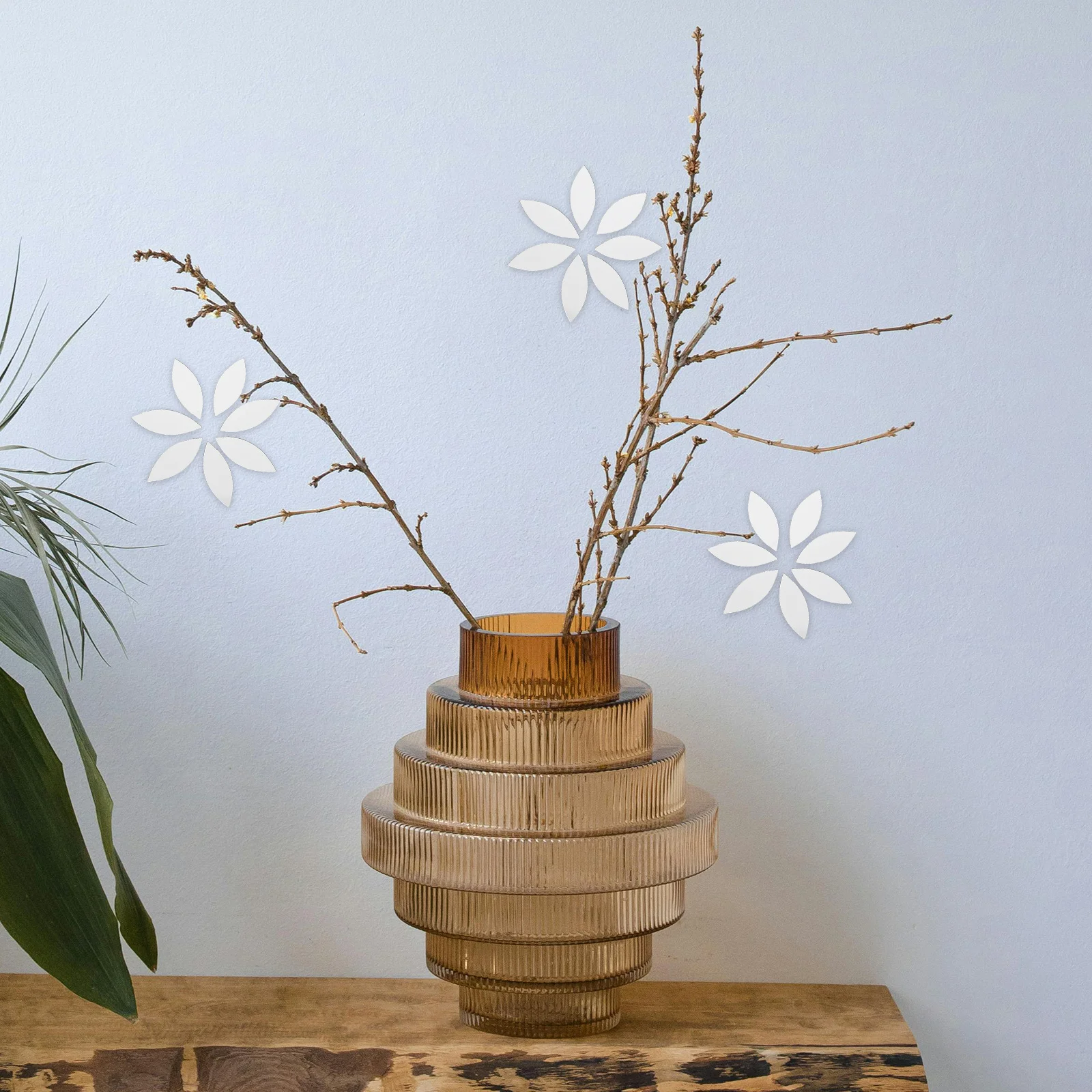 

100pcs Mosaic Mirror Tiles Stickers Leaf Shape Diy Glass Wall Art Decor For Living Room Bedroom Office Home Craft Durable Easy