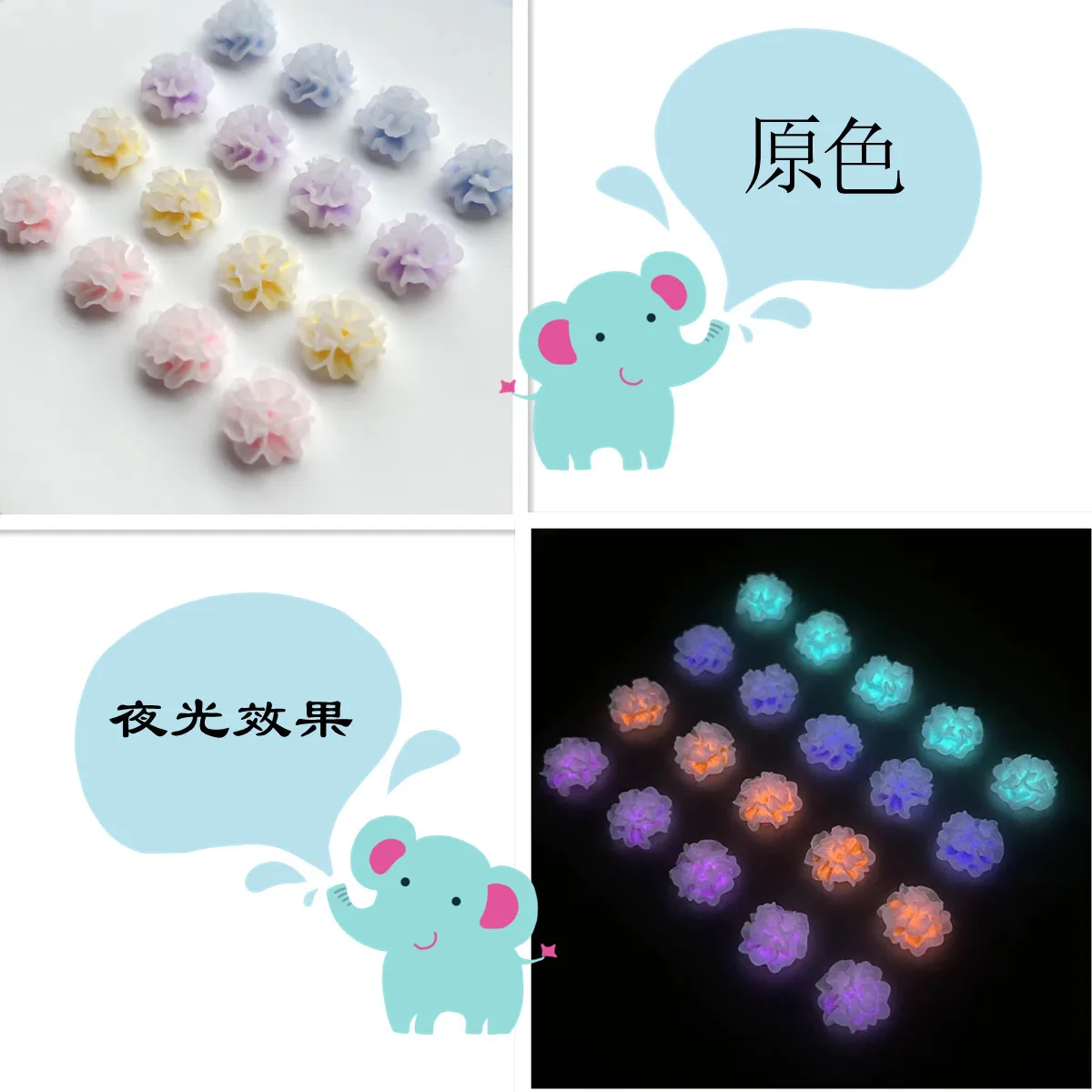 20pcs miniso luminous flower cartoon nail charms for diy nail making cute mini resin flatback nail art decoreation