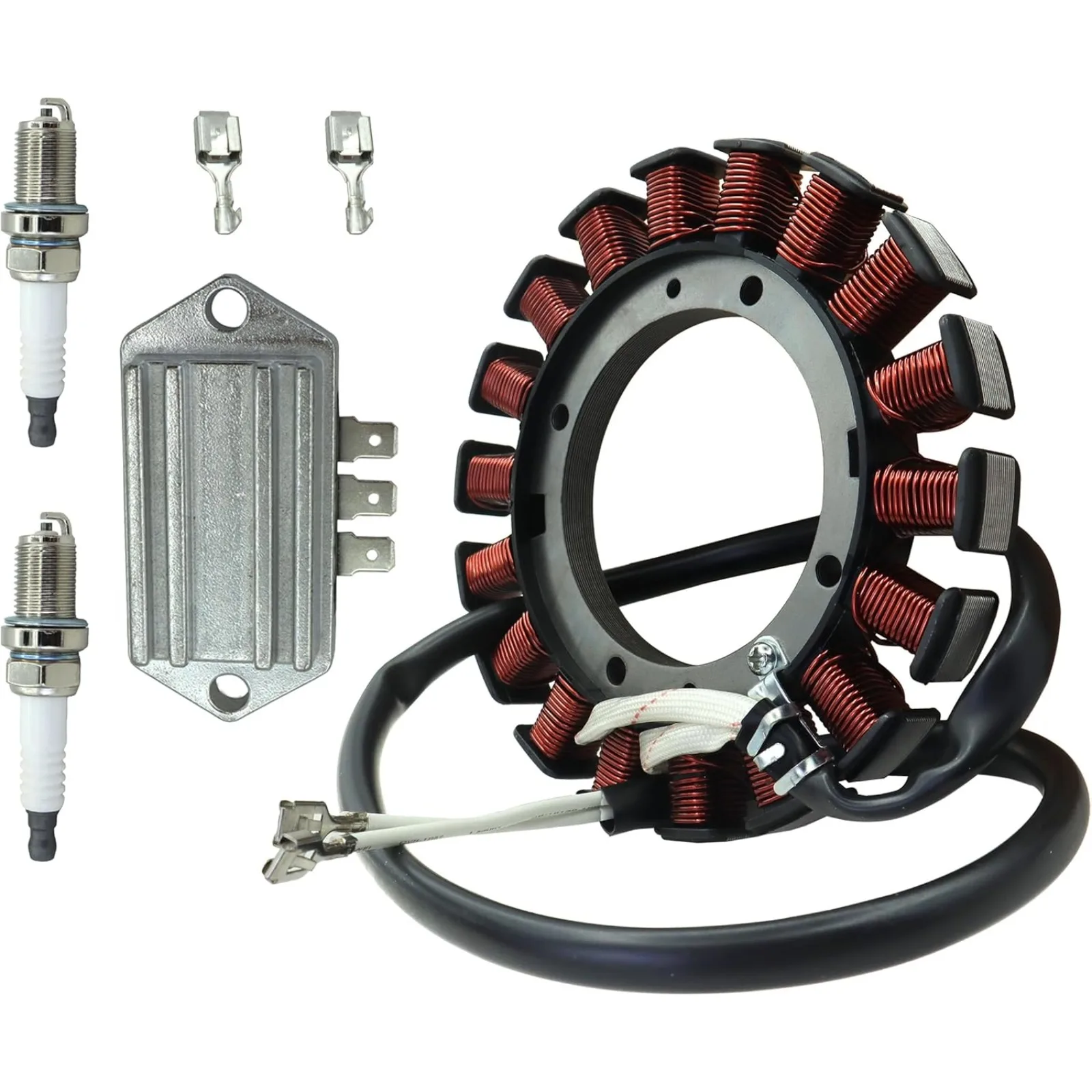 237878-S Stator KIT, 15/20 AMP for Kohler CV460 K241 K301 K341 Lawnmower Tractor with 25 403 03-S Regulator Rectifier&Spark Plug