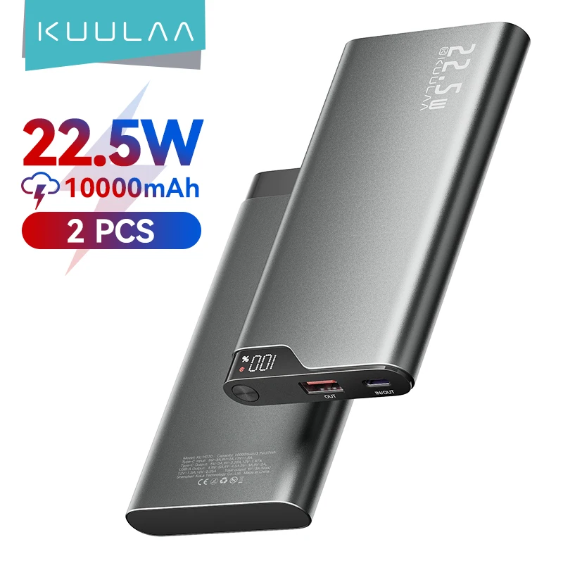 KUULAA 2PCS Power Bank 22.5W 10000mAh Portable Charger PowerBank Fast Charging External Battery For iPhone 16batterie externe