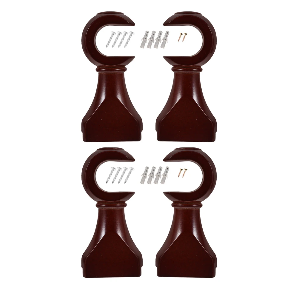 

4pcs Wood Curtain Rod Brackets For Roman Shades Sturdy Support Holders Decorative Window Hardware Drapery Accessories Wall