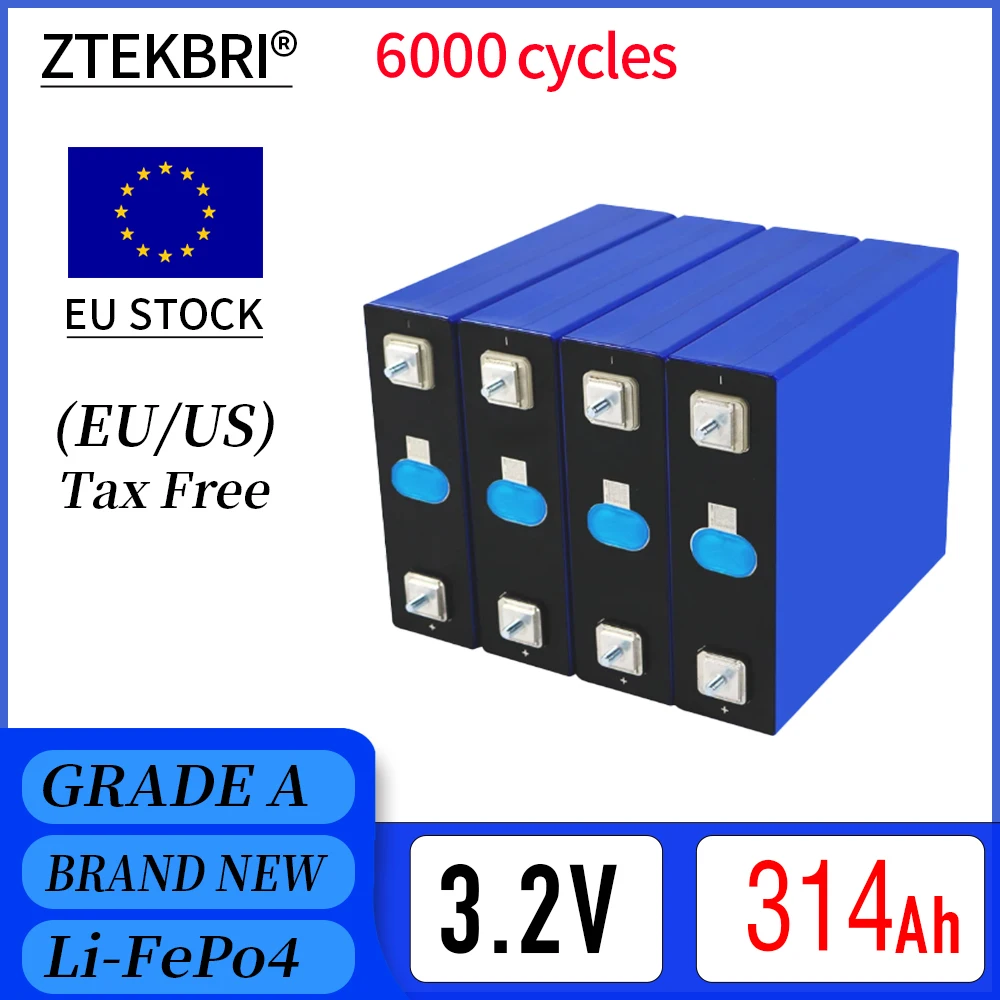 ZTEKBRI 3.2V  314Ah 320Ah LIFEPO4 BATTERY STORAGE ENERGY SYSTEM  SOLAR  LITHIUM CELL BATTERY KITS DIY 12V 24V 48V PACK BATTERY