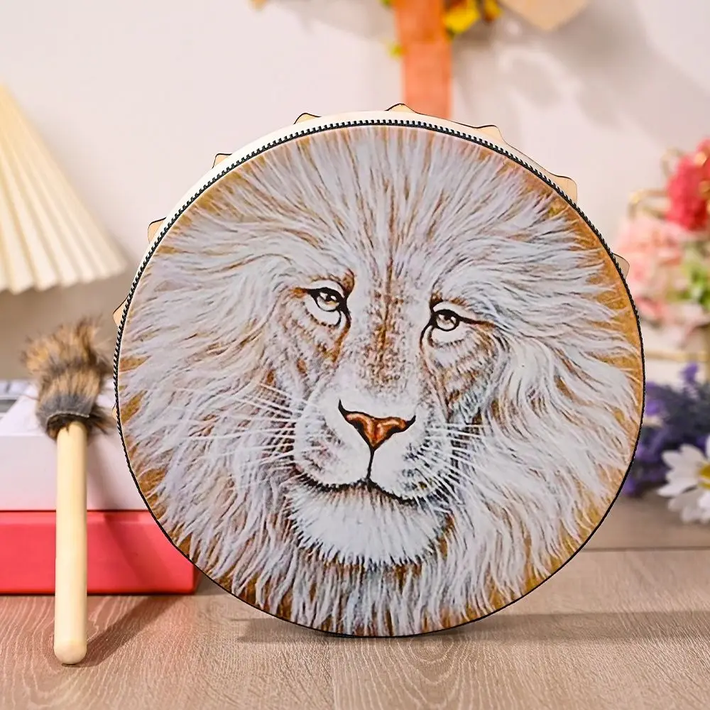 Deer Drum 25cm Shaman Drum Handmade with Drum Stick Decorative Drums Lion/Deer/Sun Hand Drum Siberian Drums Halloween