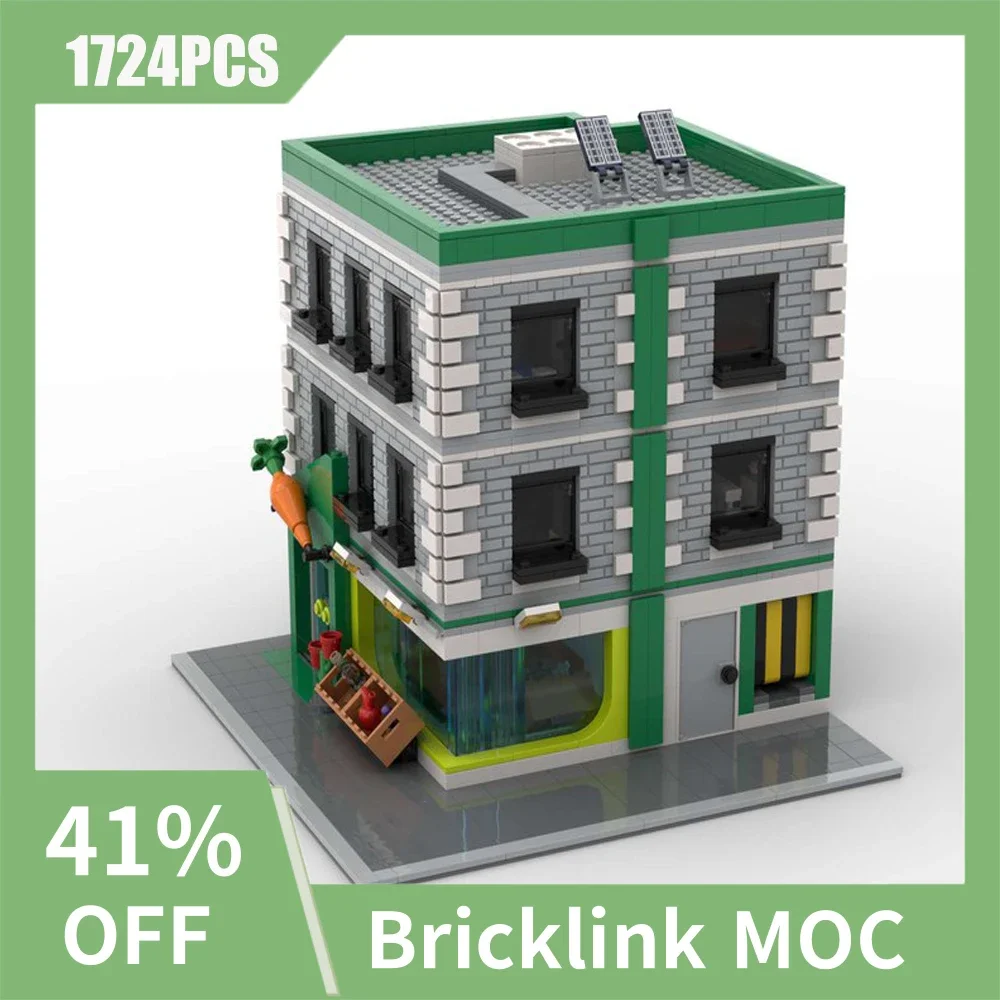 

NEW 1724PCS City Hot Selling Street View Modular Grocery Store model DIY creative ideas Child Toy birthday Gift Blocks MOC-60347