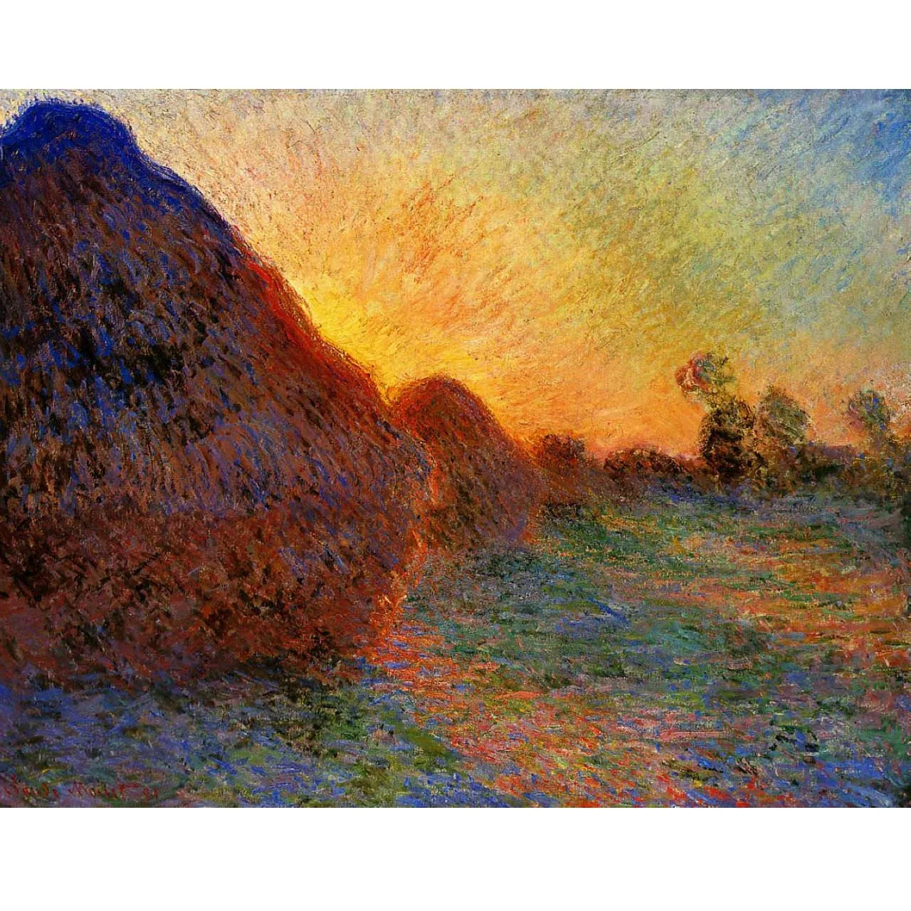 

Hand painted high quality reproduction of Grainstacks by Claude Monet Impression landscape oil painting on canvas Wall deco art