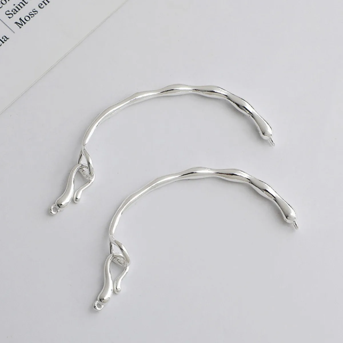 1pc Solid 925 Sterling Silver Half Bracelet Curved Tube bead for Jewelry Making