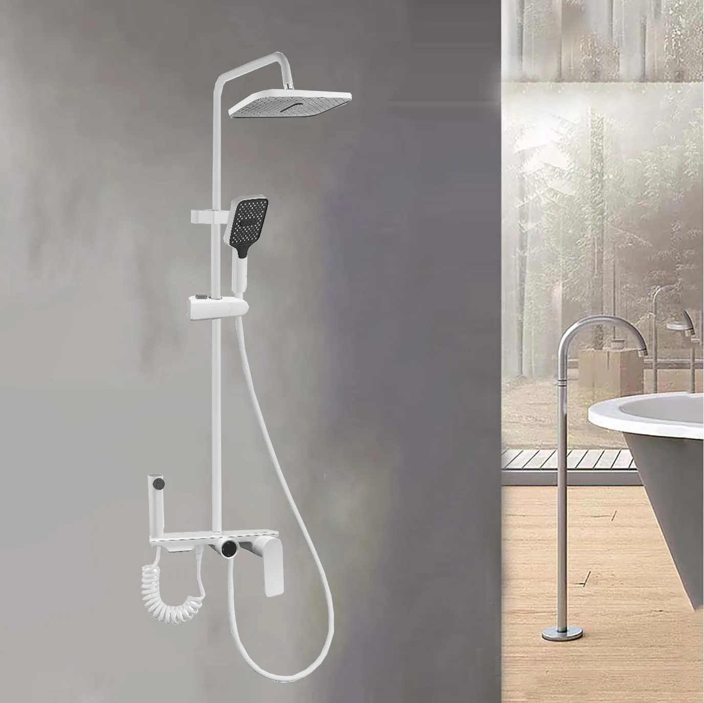 Fujian Manufacturer Wholesale Custom OEM ODM Digital White Brass Stainless Steel Showers Bathroom Set System