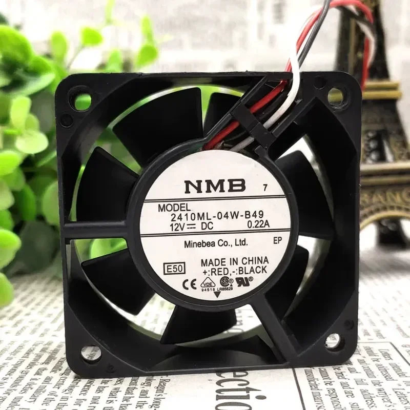 Original NMB 2410ML-04W-B49 6025 6CM 12V 0.22A Dual Ball Bearing Durable Chassis Fan for Electronics Cooling