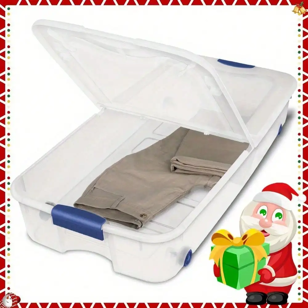 

2 pieces 66 quart transparent stacked storage bins for durable clothing, perfect for home storage and organization