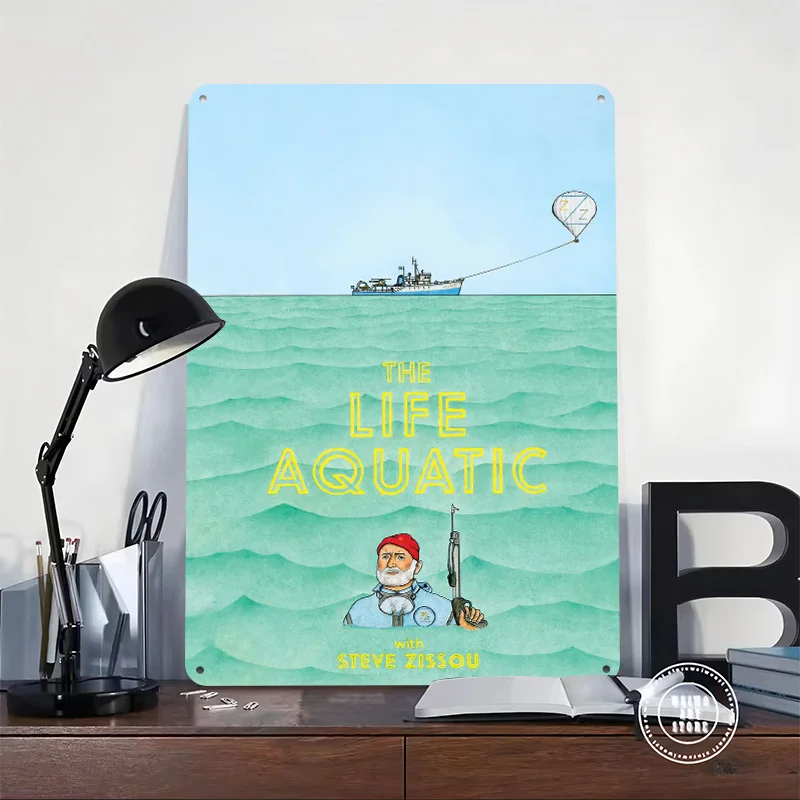 The Life Aquatic With Steve Zissou Printing Poster Customized Retro Wall Art Vintage Metal Signs for Mancave Home and Decoration