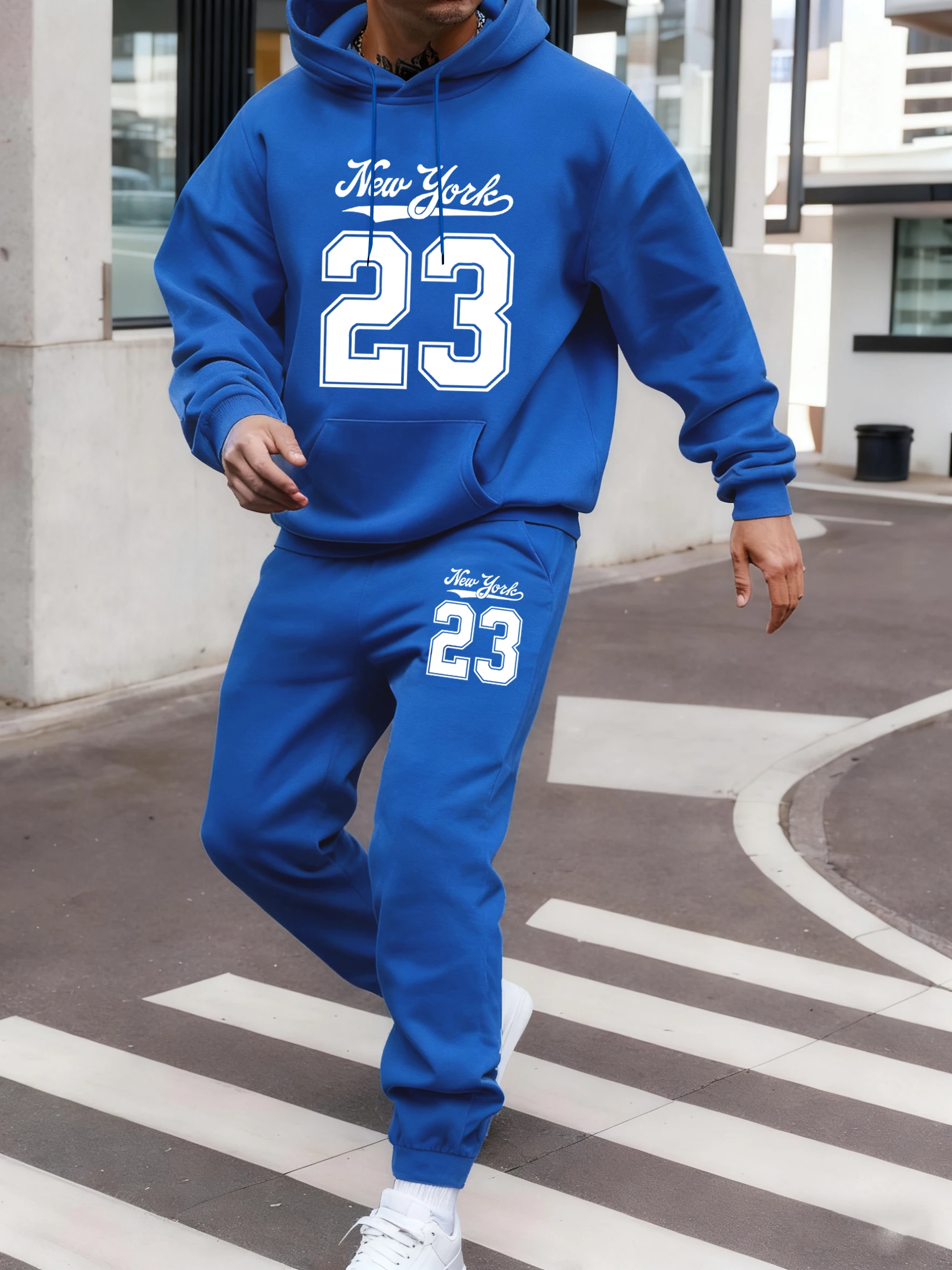 

New York Number 23 Printed Men'S Jogging Clothes Set Soft Street Hoodie Suit Loose Casual Sweatpants Autumn Fleece Sportswear