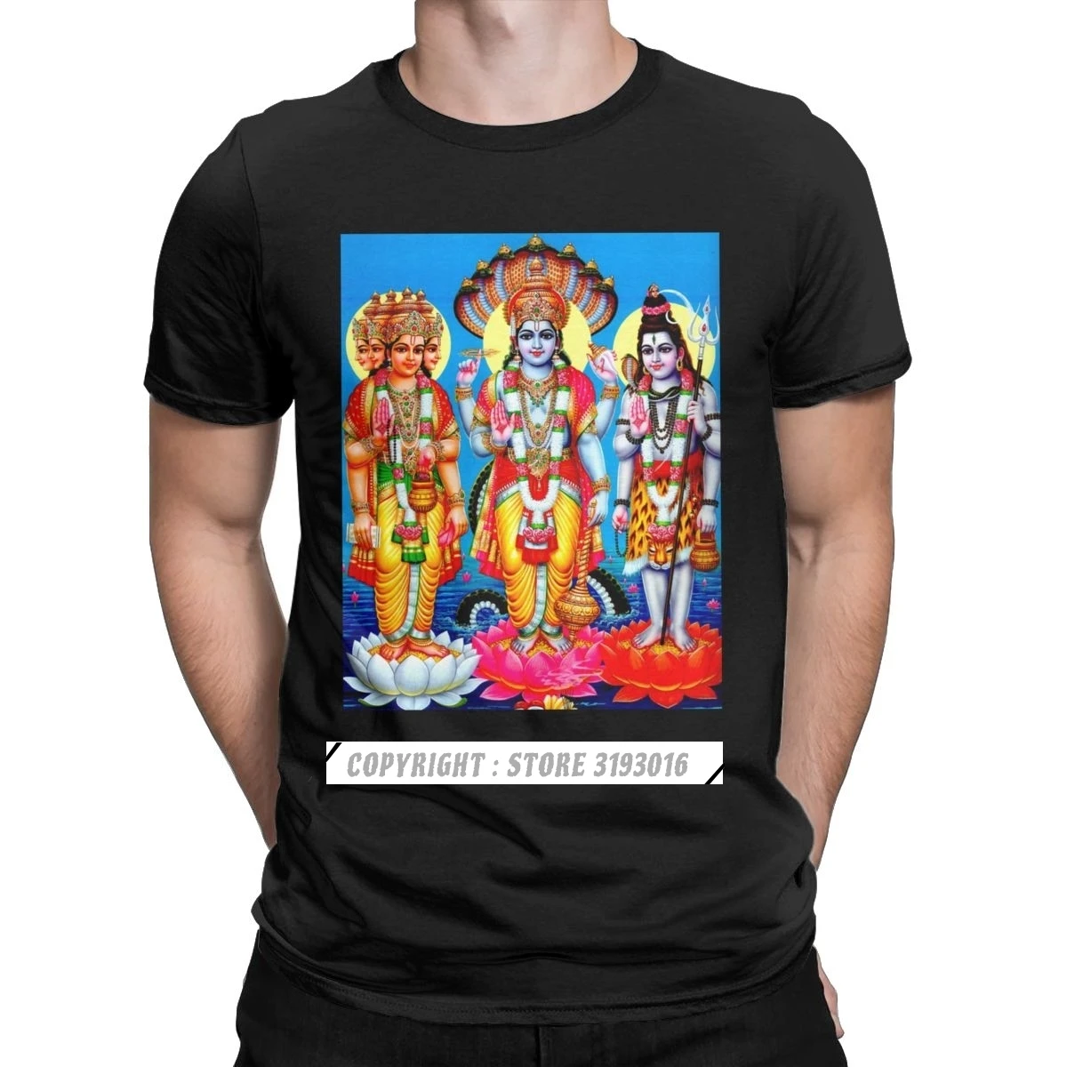 T-shirt imprimé Brahma God Vishnu God Shiva pour hommes, T-shirt fantaisie, Lingam Ganesha, Inde, T-shirt hindou, Noël