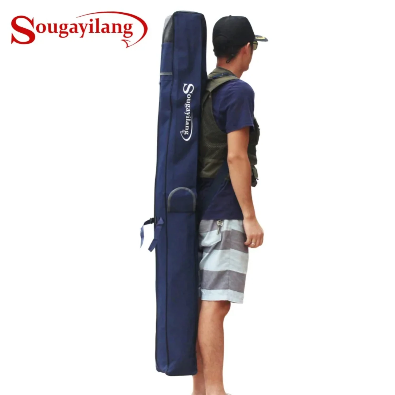 

1.6/1.7m Folding Portable Waterproof 1/2 layer Fishing Rod Carrier Canvas Fishing Pole Tools Case