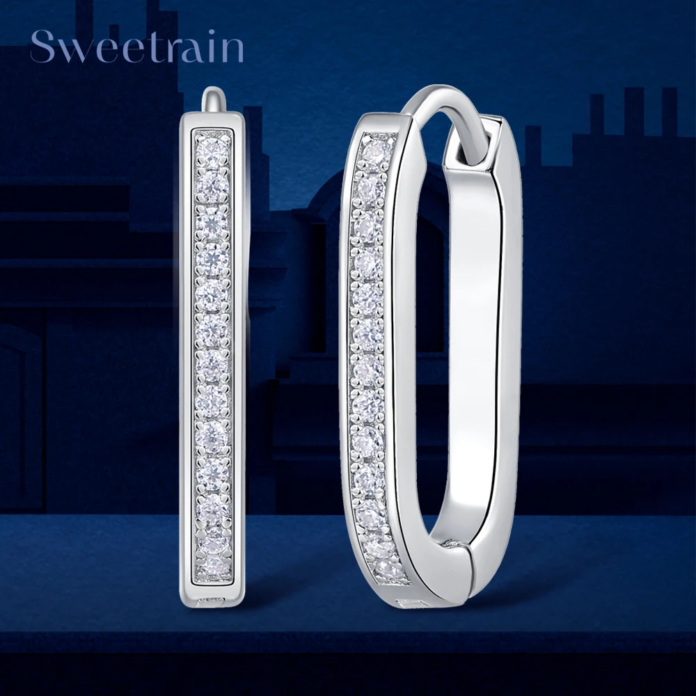 

18K Plated Moissanite Earrings for Women Original Certified 925 Sterling Silver Hoop Earrings Minimalist Trendy Piercing Jewelry