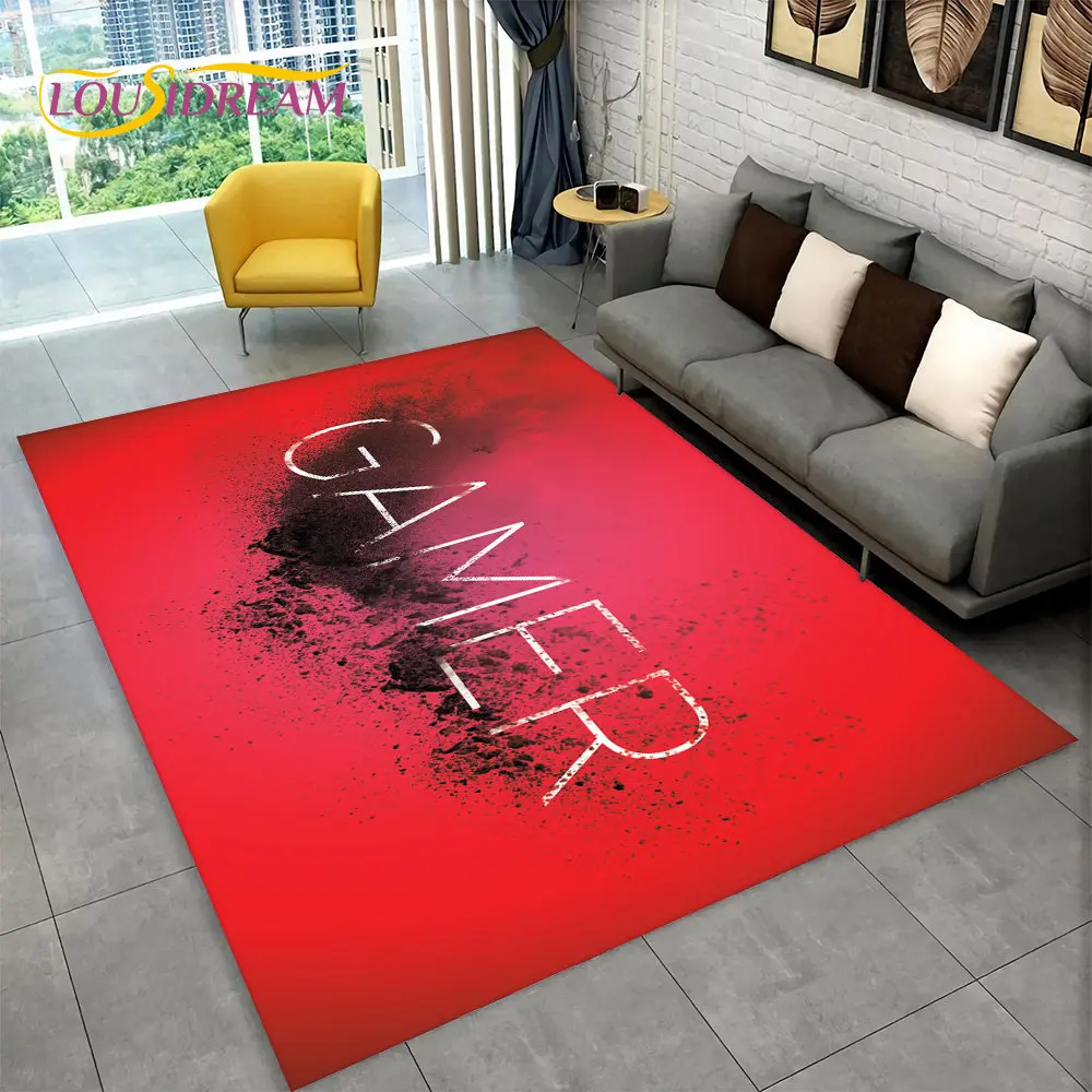 

3D Cartoon Gamer Game Over Area Rug,Carpet Rug for Living Room Bedroom Sofa Playroom Doormat Decor,Kids Play Non-slip Floor Mat