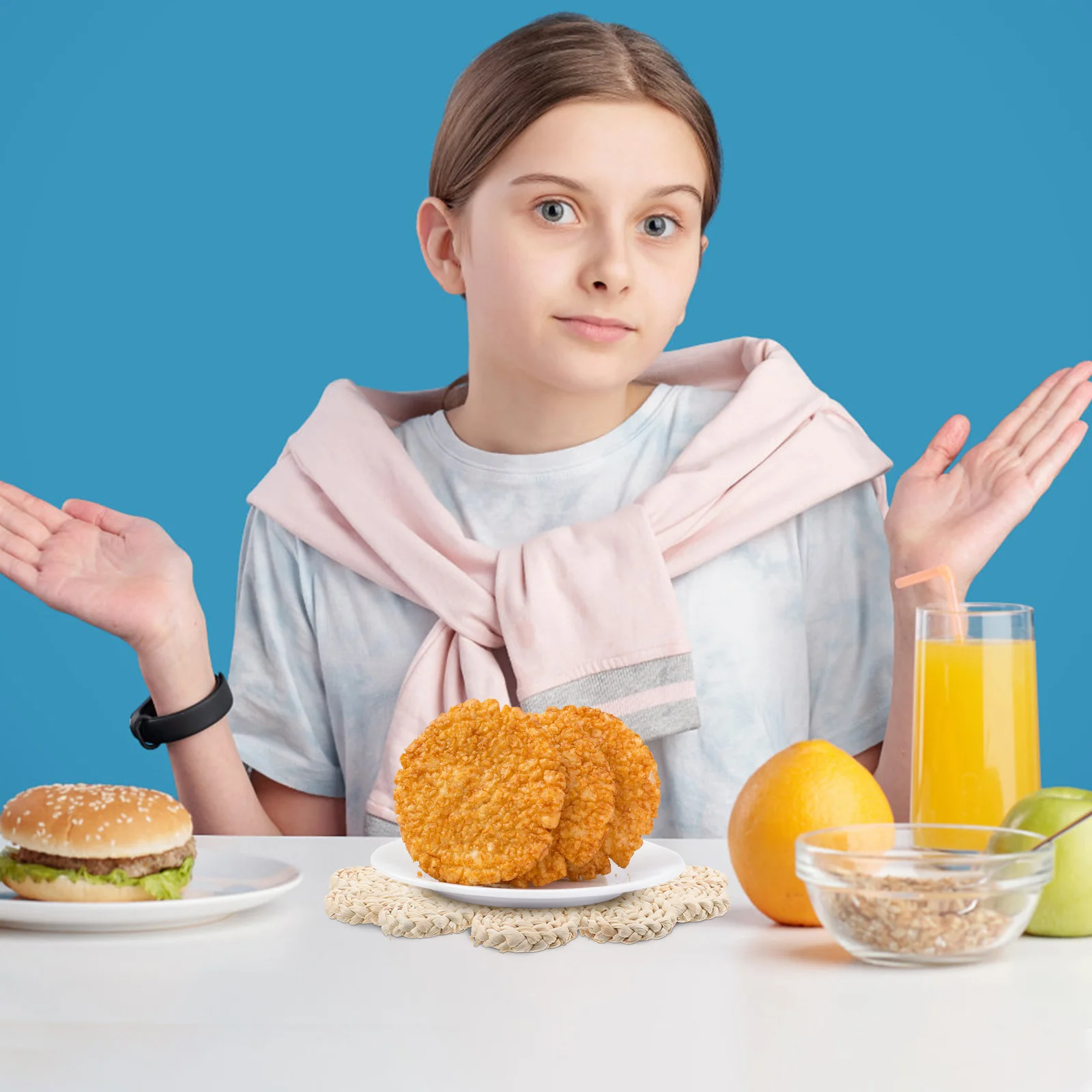 

Flower Shaped Placemat Anti-Slip Heat Resistant Woven Table Mat For Kitchen Dining Home Decor Braided Insulated Coaster