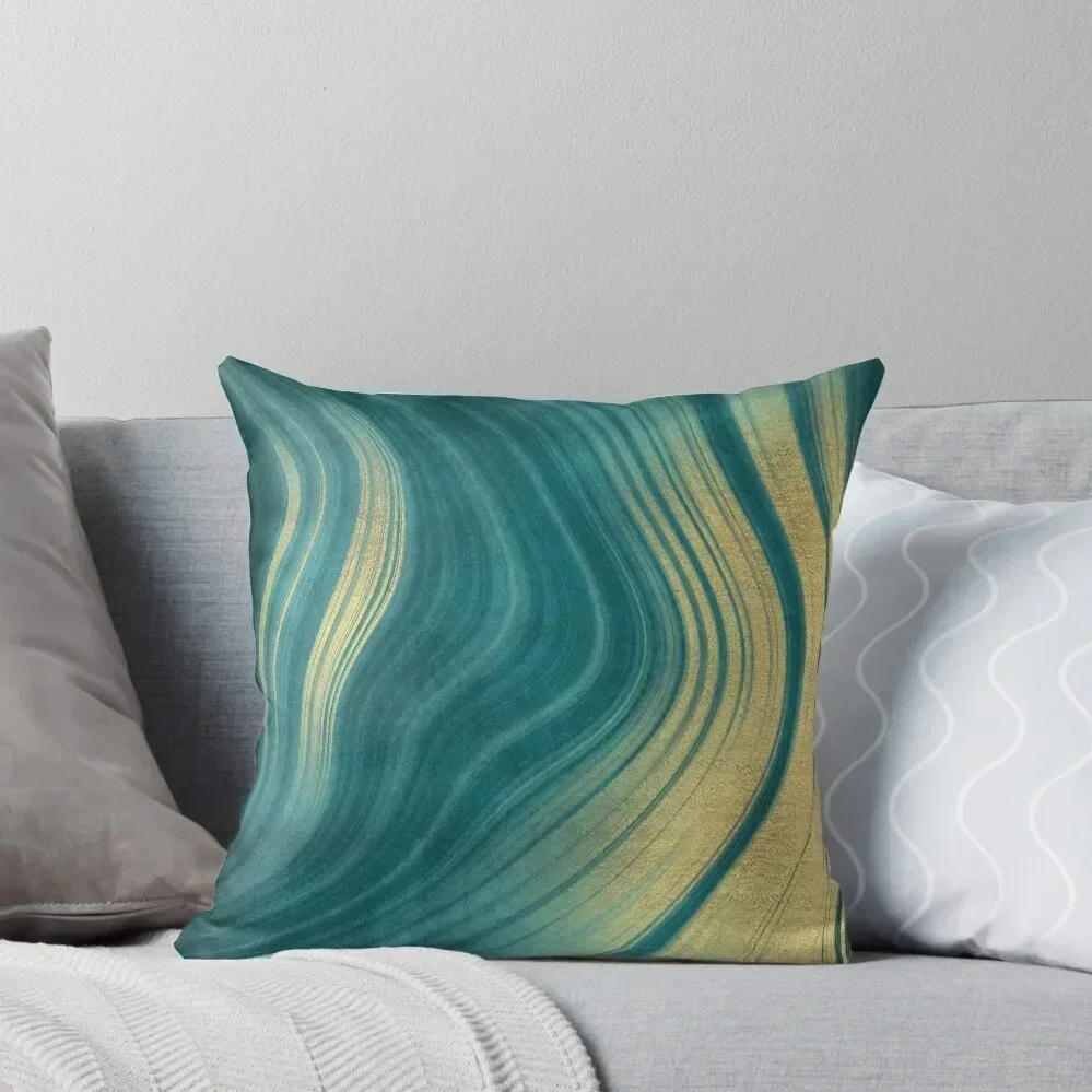 

Teal & Gold Agate Geode Throw Pillow Sofa Cushions Covers autumn pillowcase Luxury Pillow Case Ornamental Pillow