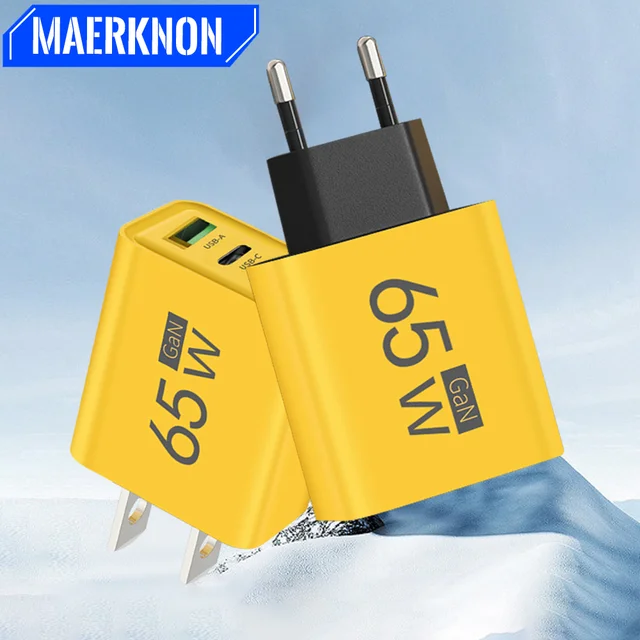 Ładowarka USB C o mocy 65 W Szybkie ładowanie Ładowarka do telefonu GaN Zasilacz do telefonu komórkowego Szybka ładowarka 3.0 do iPhone Samsung Xiaomi