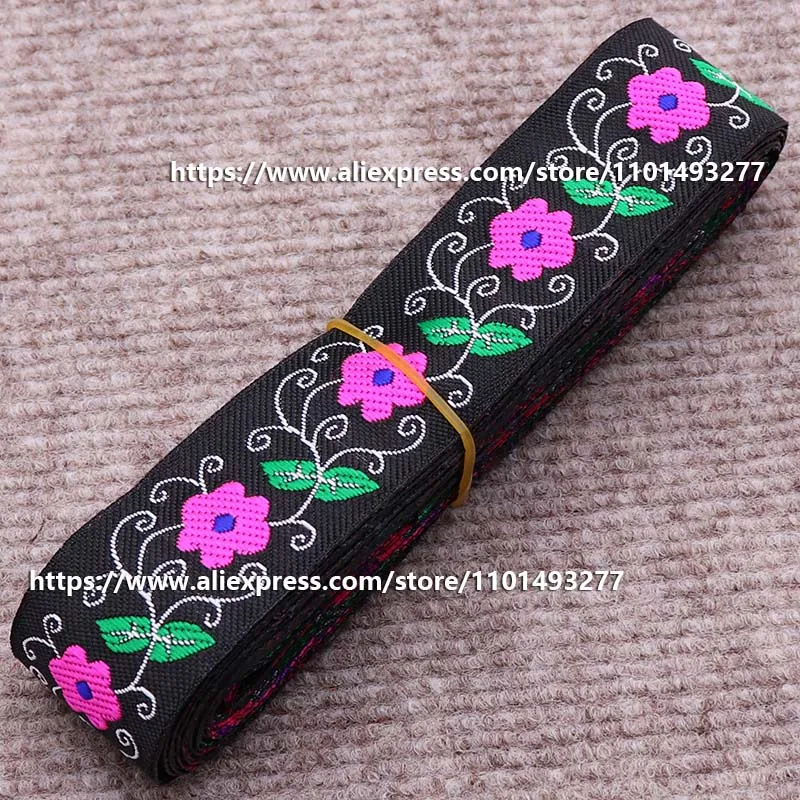 7 Yards 3.3cm Jacquard Ribbon Ethnic Lace Trim Embroidered Woven Webbing Tape For Clothing Bag Sewing Fabric Geometric Pattern