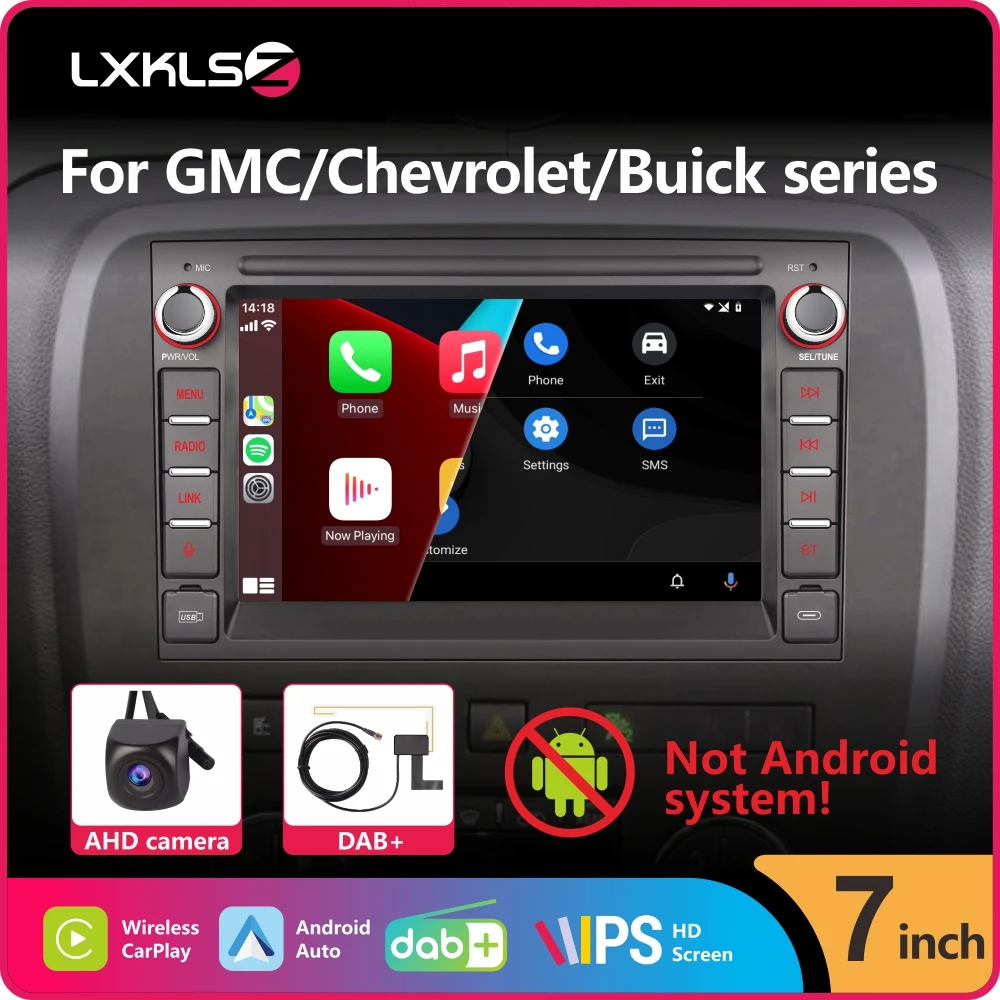 Car Radio with Wireless Carplay Android Auto for GMC Chevrolet Silverado Buick with 7