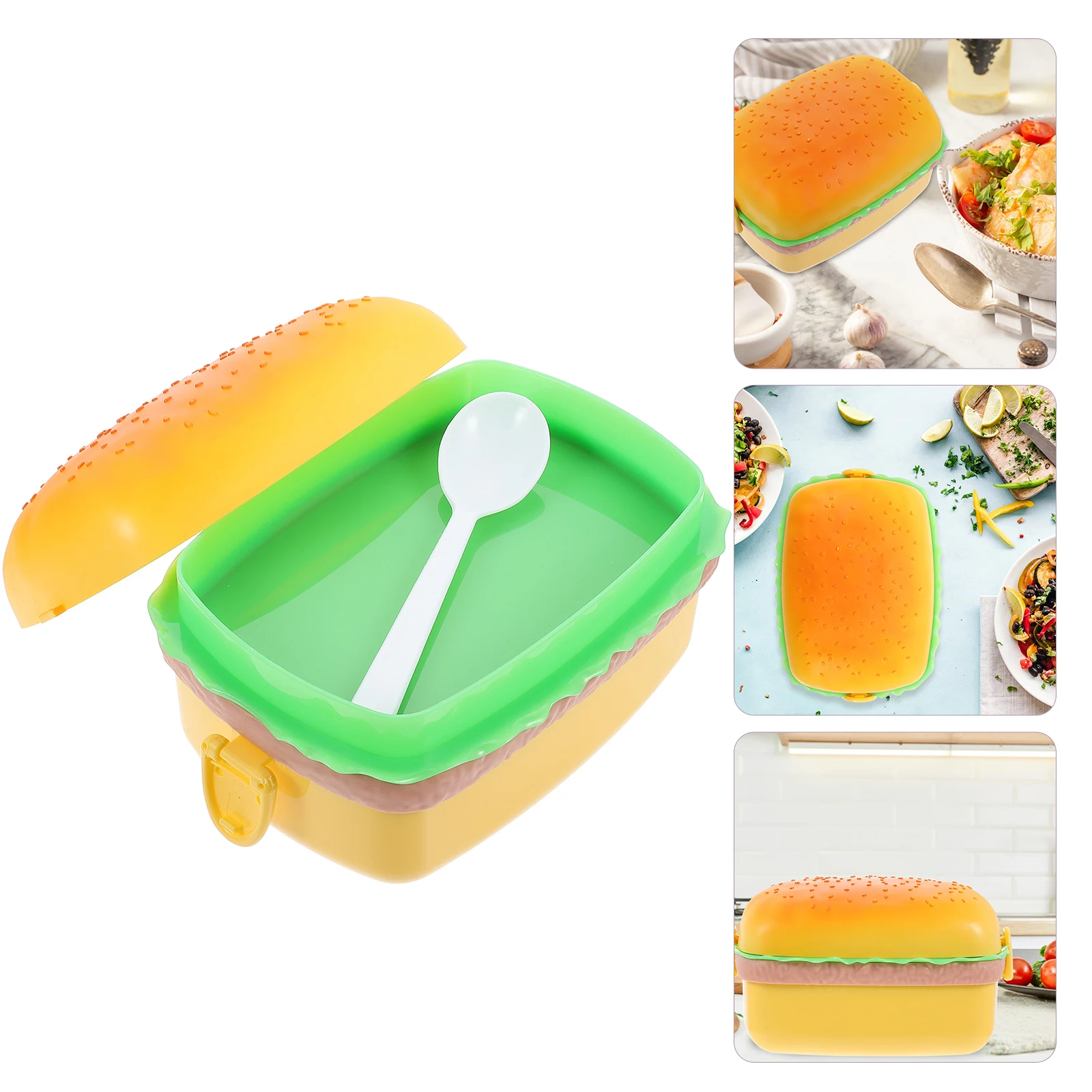 

Hamburger-Shape Sealing Food Case Layered Lunch Box For School Pupil Portable Food Holder Plastic