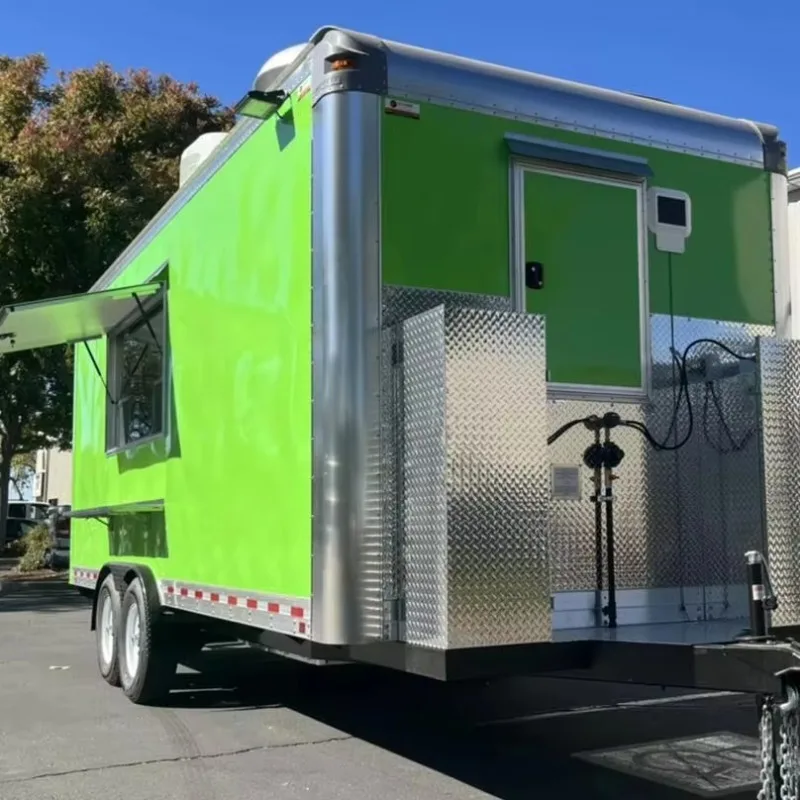 مقطورات الطعام مجهزة بالكامل مقطورة بار متنقلة شاحنة الوجبات السريعة شاحنة طعام متعددة الوظائف مخصصة للبيع مطعم متنقل