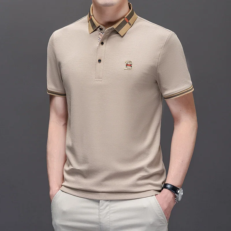 2024 Summer Luxury Brand Men\'s New Fashion Collar Embroidered Polo Shirt Fashion Casual Short Sleeve Street Men\'s Clothing