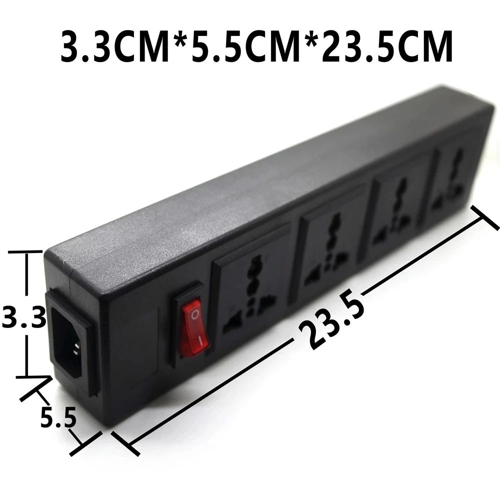 회로 차단기 스위치가 있는 다기능 4 웨이 PDU전원 스트립, 한국 러시아 영국 미국 EU 전원 소켓, C14 콘센트 어댑터 코드 소켓