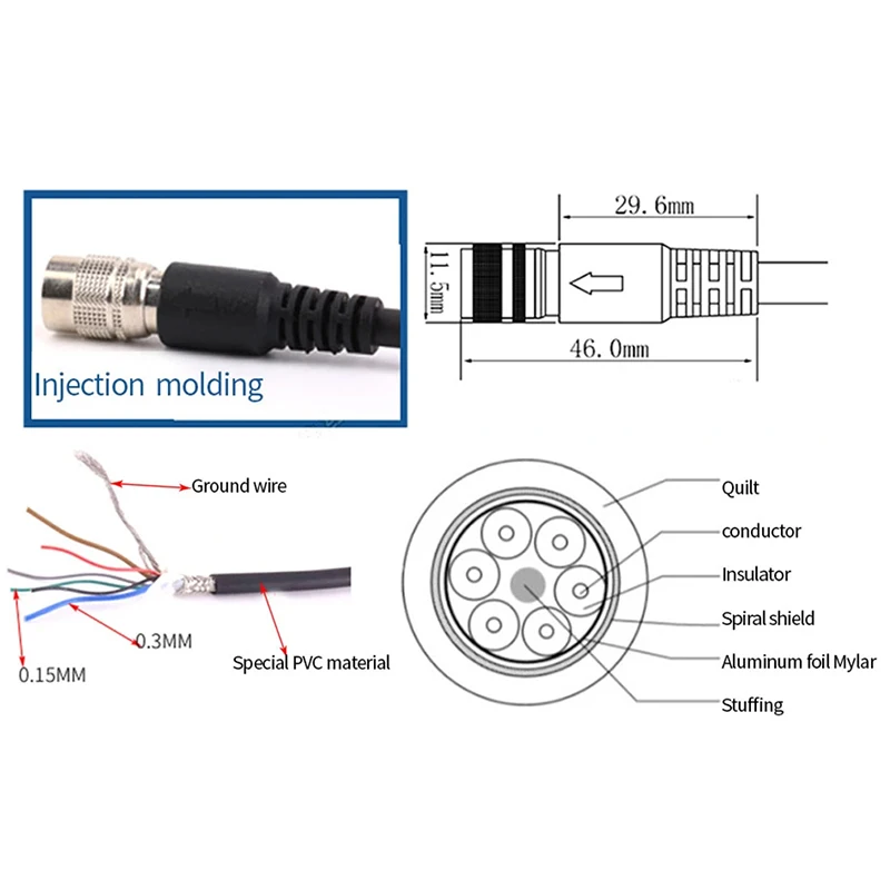 Daheng Basler Industriekamera IO Power Line HRS10A-7P-6S Guanglai Kamera Hochflexible Schleppkette Trigger Line